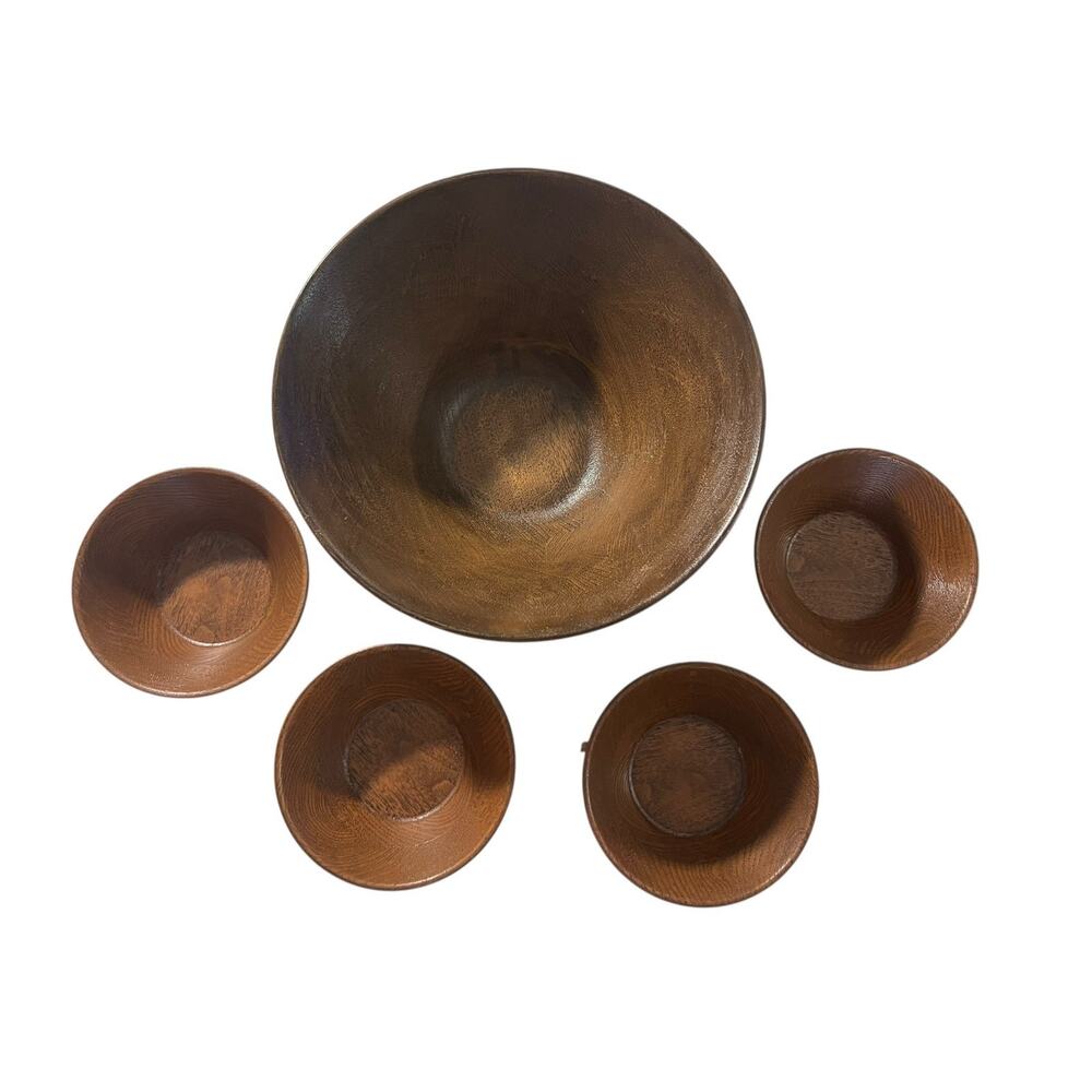 Vintage 5 Piece Faux Wood THERMO-SERV Westwood Bowl Set Made in U.S.A.